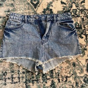 High-Waisted Light-wash Denim Shorts